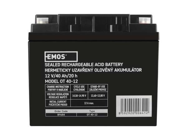 Emos 1201003700, Oppladbart batteri, Forseglet blysyre (VRLA), 12 V, 1 stykker, 40000 mAh, 5 år