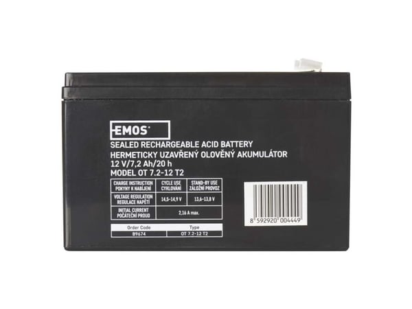 Emos 1201002800, Laddningsbart batteri, Slutna blybatterier (VRLA), 12 V, 1 styck, 7200 mAh, 5 År