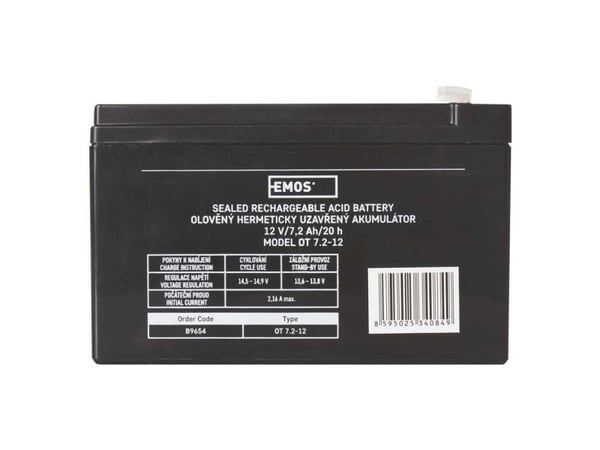 Emos 1201000800, Ladattava akku, Sealed Lead Acid (VRLA), 12 V, 1 kpl, 7200 mAh, 5 vuosi/vuosia
