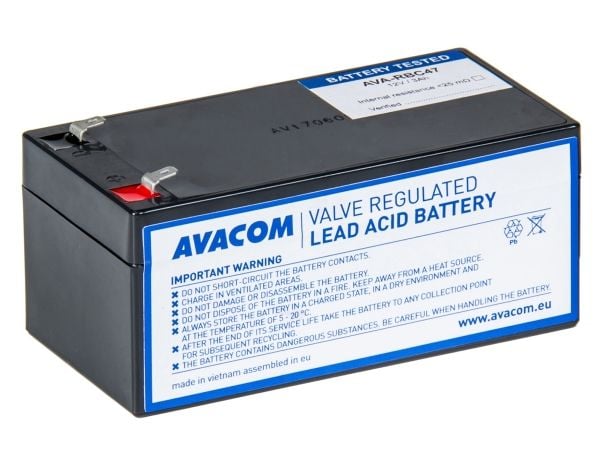 AVACOM AVA-RBC47, Forseglet blysyre (VRLA), 1 stykker, Sort, Vietnam, APC RBC47, 1,3 kg