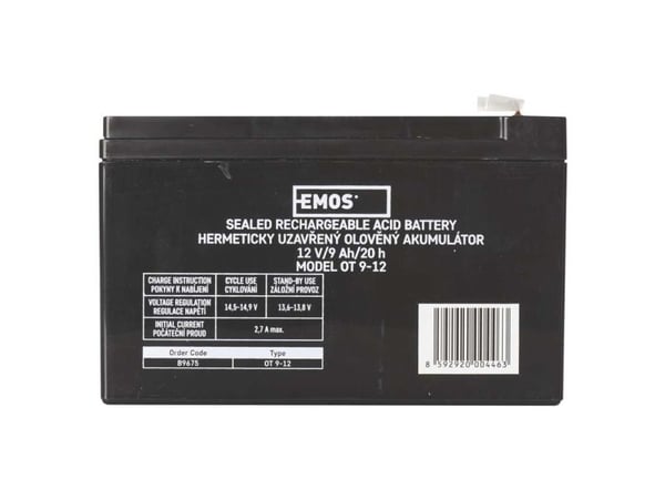 Emos 1201002900, Oppladbart batteri, Forseglet blysyre (VRLA), 12 V, 1 stykker, 9000 mAh, 5 år