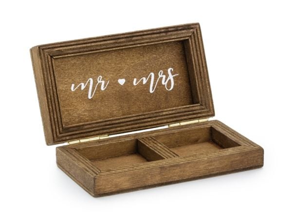 PartyDeco Ring Box Hochzeit, tre, monokromatisk, tre, bordplate, 100 mm, 55 mm