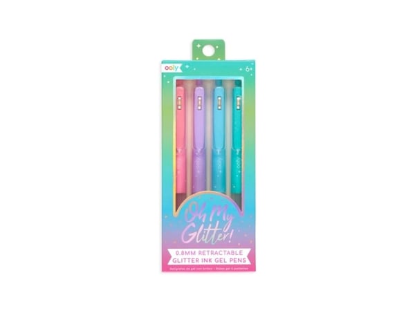 OOLY Oh My Glitter!, Uttrekkbar gelépenn, Blå, Grønn, Rosa, Lilla, Flerfarget, Rund, Ambidekstriøs, Utstillingseske