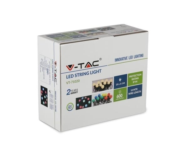V-tac 0,50W lysbånd med EURO-tilkobling, IP20, kabel 10 m, farge RGBY