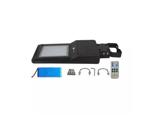 V-TAC 40W gang-/gatebelysning med bevegelsessensor 4000K IP65 med solcellebatteri, svart