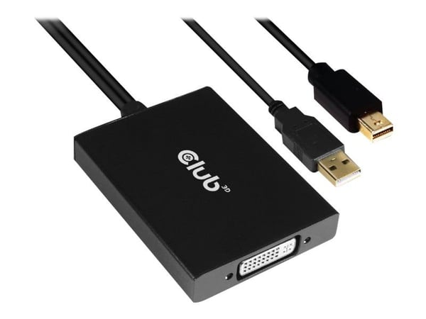 Club 3D - Adapterkabel - USB (endast ström), Mini DisplayPort (hane) till DVI-D (hona) - DisplayPort 1.2a - 60 cm - stöd för 4K, aktiv, HDCP AV