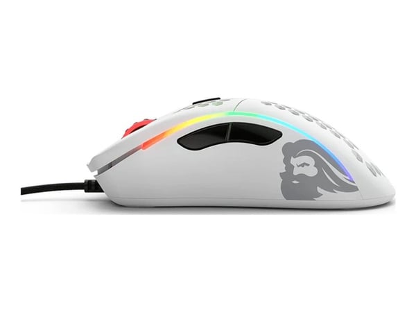 Glorious Model D - Mus - optisk - 6 knapper - kablet - USB 2.0 - matt hvit