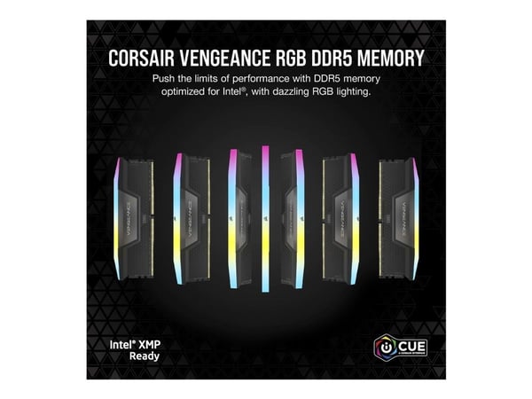CORSAIR Vengeance RGB - DDR5 - sett - 32 GB: 2 x 16 GB - DIMM 288-pin - 6000 MT/s / PC5-48000 - CL36 - svart