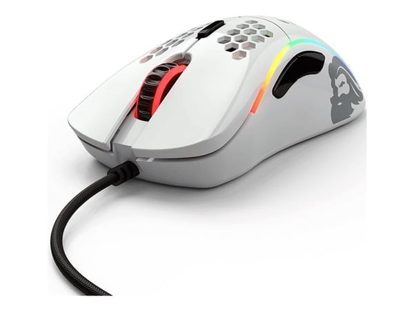 Glorious Model D - Mus - optisk - 6 knapper - kablet - USB 2.0 - glanshvit