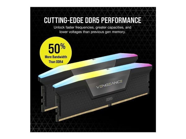 CORSAIR Vengeance RGB - DDR5 - sett - 32 GB: 2 x 16 GB - DIMM 288-pin - 6000 MT/s / PC5-48000 - CL36 - svart