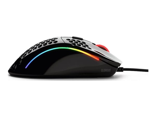 Glorious Model D - Mus - optisk - 6 knapper - kablet - USB 2.0 - skinnende svart
