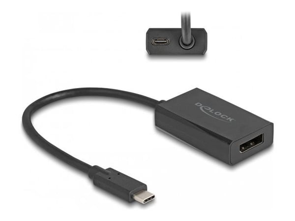Delock - USB-kabel - 24 pin USB-C (hann) til DisplayPort, USB-C (PD) (hunn) - DisplayPort 1.2 - 15 cm - 4K-støtte, USB Power Delivery (85W) - svart