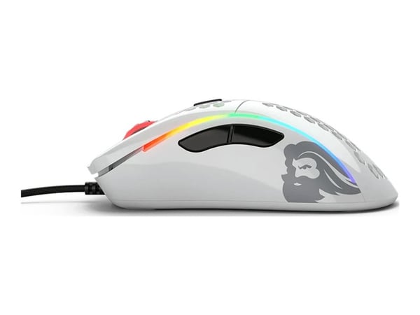 Glorious Model D - Mus - optisk - 6 knapper - kablet - USB 2.0 - glanshvit