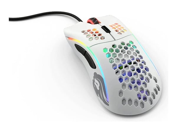 Glorious Model D - Mus - optisk - 6 knapper - kablet - USB 2.0 - matt hvit