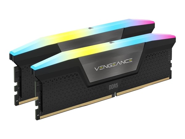 CORSAIR Vengeance RGB - DDR5 - sett - 32 GB: 2 x 16 GB - DIMM 288-pin - 6000 MT/s / PC5-48000 - CL36 - svart
