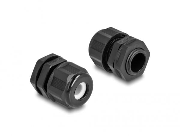 Delock - Cable gland (M16) - svart (paket om 2)
