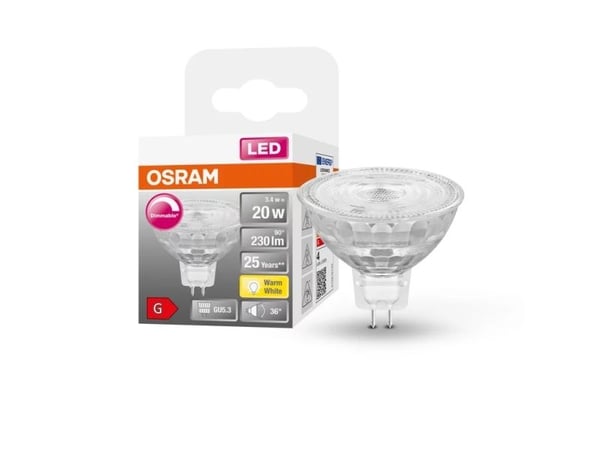 OSRAM LED SUPERSTAR - LED-pære for søkelys - form: MR16 - GU5.3 - 3.4 W (ekvivalent 20 W) - klasse G - varmt hvitt lys - 2700 K