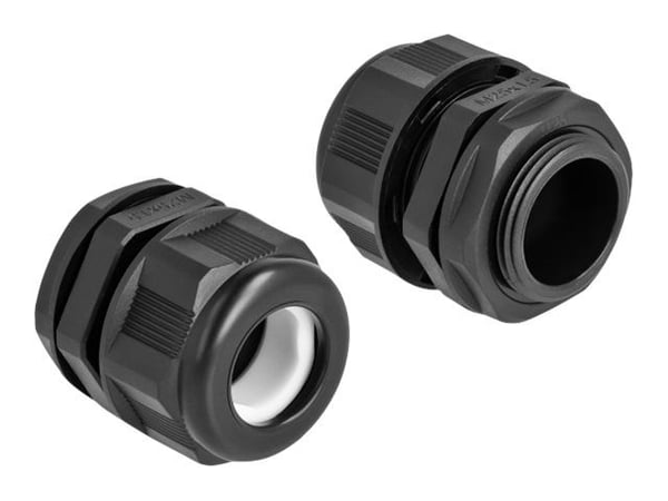 Delock - Cable gland (M25) - svart (paket om 2)