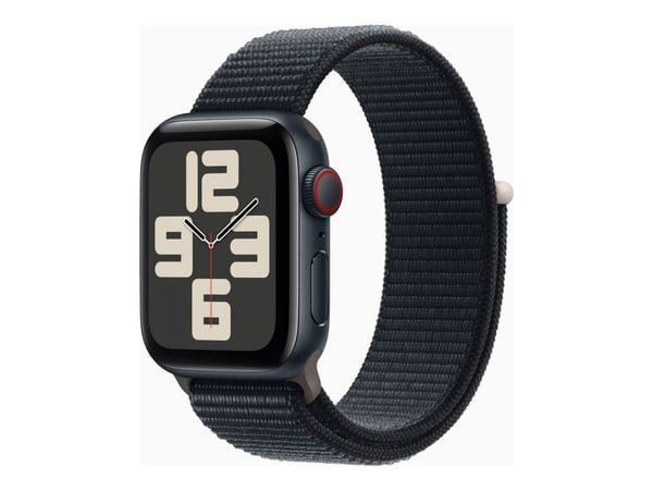 Apple Watch SE (GPS + Cellular) - 2. generasjon - 40 mm - midnattsaluminium - smartklokke med sportssløyfe - vevet nylon - midnatt - håndleddstørre...