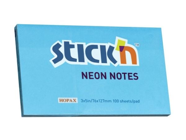 Notes Stick'N NEON blå 76x127mm 100blade - (12 stk.)