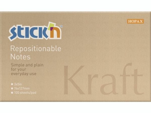 Notes, BNT Stick´n, Kraft pad, brun, 127 x76mm - (12 stk.)