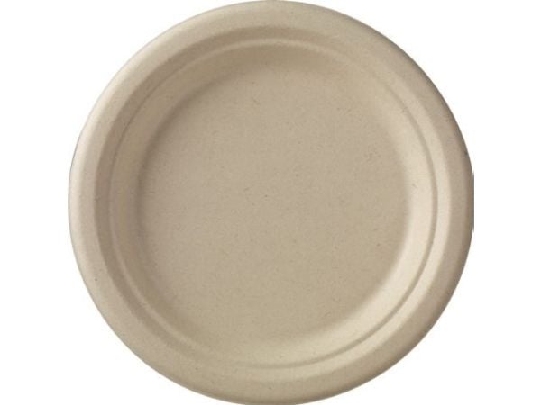 Tallerken Middag, Rund indvendig diameter 180.0 mm, biobaseret brun, Bagasse, pakke a 50 stk kasse a