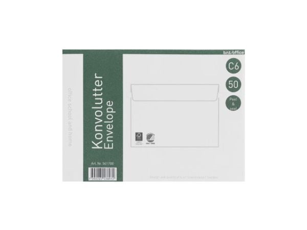Kuverter C6 70g Peel & Seal 114x162mm 50stk/pak