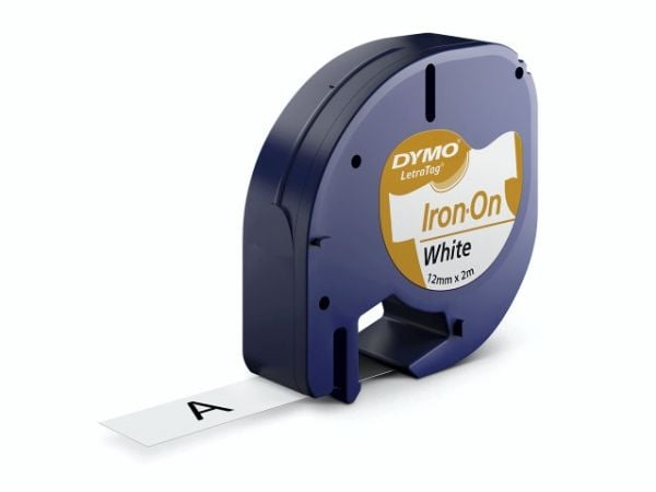 Labeltape DYMO LetraTAG 12mm x 2m hvid stryg-på-tape
