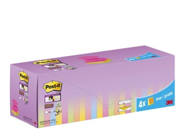 3M Post-it, firkant, Blå, Grønn, Oransje, Rosa, Gult, Papir, 60%, 76 mm, 100 ark