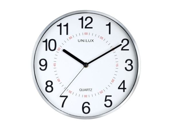 Unilux 400094280, Vegg, Quartz clock, Rund, Grå, Plast, Glass