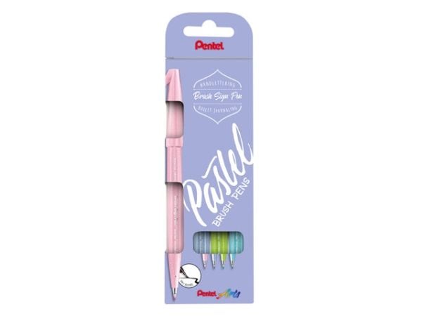Fineliner Pentel SES15P-4 Brush Sign Pen PASTEL - (4 stk.)