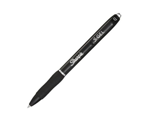 Sharpie S-Gel, Sisäänvedettävä geelikynä, Musta, Musta, Keskikokoinen, 0,7 mm, Kupla