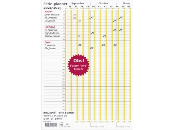 Kalender, Mayland år: 2024/2025,, FSC Mix Credit