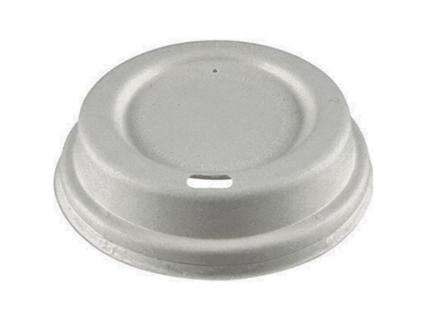 Låg t/kaffebæger, Papir + PE, hvid 12/16oz Bagasse, karton a 1000 stk palle 36 kartoner, Fødevaregod