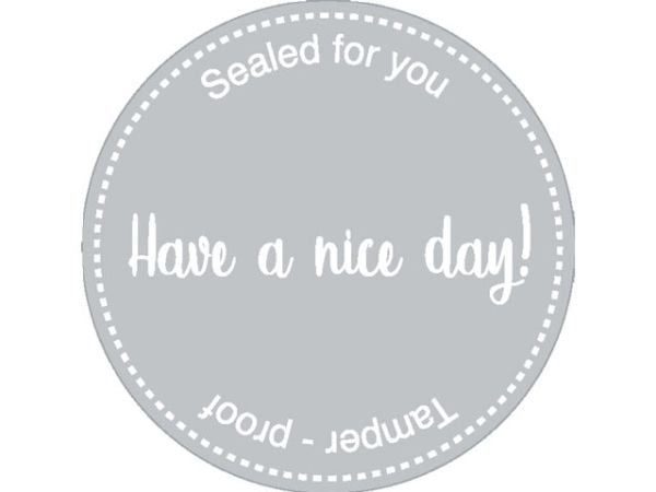 MetoSecure forseglingsetiketter „Have a nice day!“ Ø80 mm