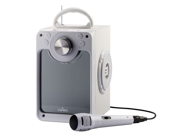 Karaoke machine w/bluetooth - White - Disco LED light
