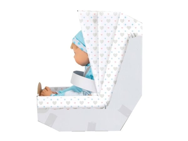 Dukke med blondt hår og flodhest outfit