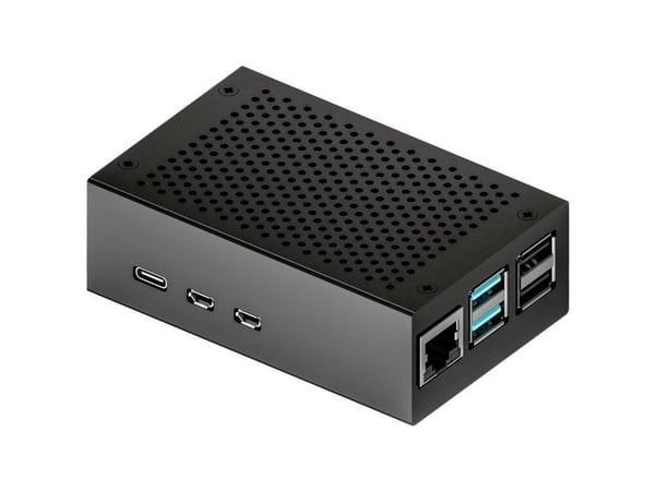 Joy-iT RB-ALUCASEP5-01B, Kotelo, Raspberry Pi 5, Raspberry Pi, musta, Alumiini, SD