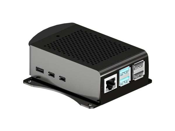 Joy-it RB-AlucaseP5-06B SBC-kotelo sopii: Raspberry Pi kiinnityslenkillä Musta