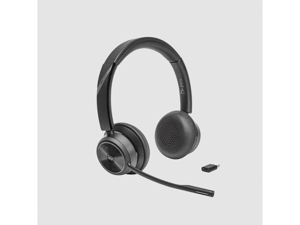 HP Poly Savi 7320 - Savi 7300 series - hodesett - on-ear - DECT - trådløs - USB-A via DECT adapter - svart - UC-sertifisert