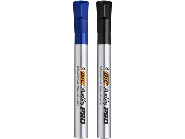 BIC Marking Pro Permanent Tusch med Skrå Spids - blå, 12 stk.