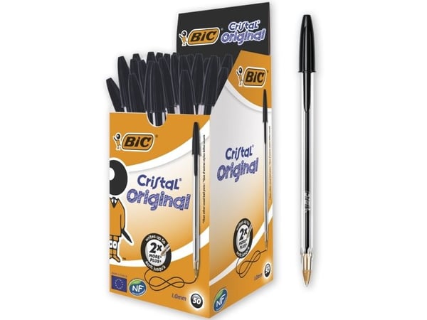 BIC Cristal - Kulepenn - svart - 1 mm - medium (en pakke 50)
