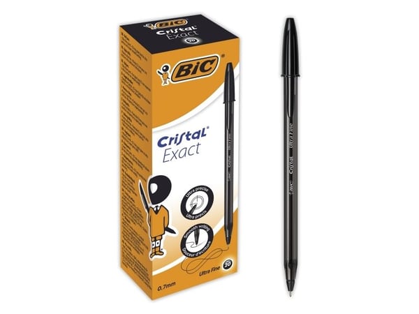 BIC Cristal Exact - Kulepenn - svart - 0.7 mm - ultrafin (en pakke 20)