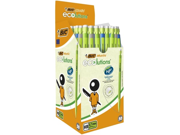 BIC Matic ECOlutions - Mekanisk blyant - hi-polymer - HB - 0.7 mm - retraktil - med viskelær (en pakke 50)