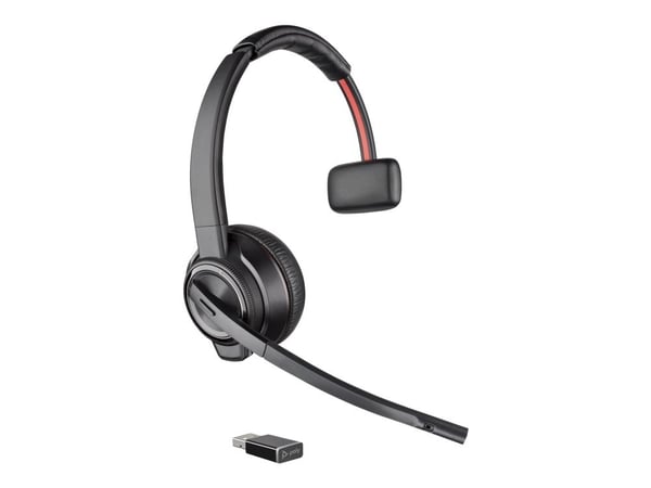 HP Poly Savi 8210 UC - Savi 8200 series - hodesett - on-ear - DECT / Bluetooth - trådløs - aktiv støydemping - USB-A via Bluetooth-adapter - svart ...