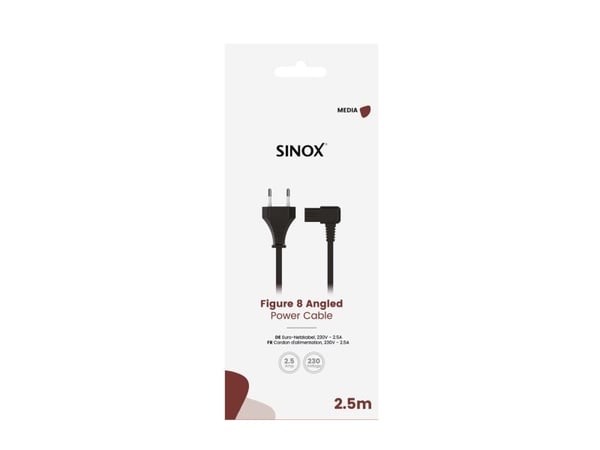 Sinox 8-ving vinkelnätkabel 2,5 m svart