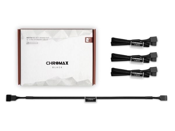 Noctua NA-SEC1 chromax.black - Forlengelseskabel for viftestrømforsyning - 4-pins PWM (hunn) til 4-pins PWM (hann) - 30 cm - svart