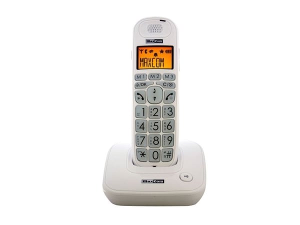 MaxCom MC6800 BB, DECT-telefon, Trådlös telefonlur, Högtalartelefon, 20 poster, Namn och uppringnings-ID, Vit