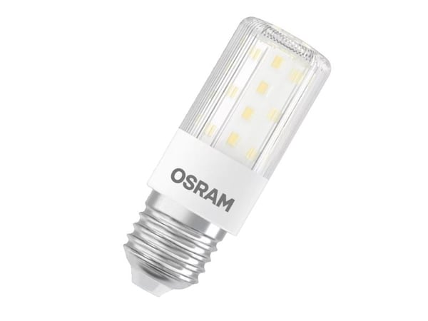 LEDVANCE T Slim - LED-lyspære - form: korn - klar finish - E27 - 7.3 W (ekvivalent 60 W) - klasse E - varmt hvitt lys - 2700 K