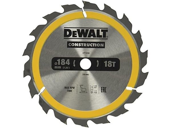 Dewalt cirkelsåg 184x16mmx18z - DT1938-QZ
